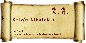 Kriván Nikoletta névjegykártya