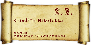 Kriván Nikoletta névjegykártya